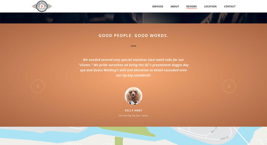 Screenshot of a Review on Quinn Welding.