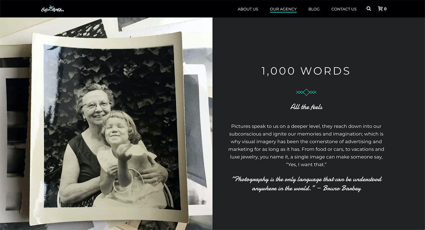 A third and final screenshot of the CHI site redux featuring photography.